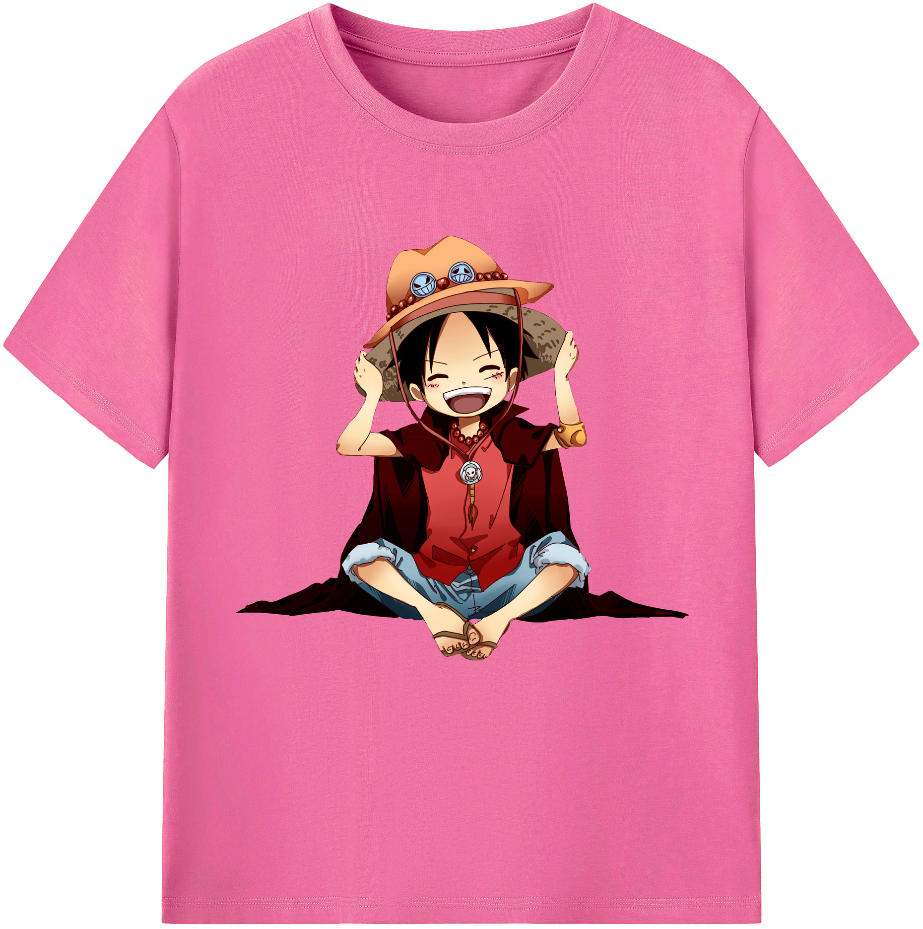 ワンピース モンキー・D・ルフィ ONE PIECE Monkey D. Luffy レディースカジュアルプリントTシャツ（綿100％）